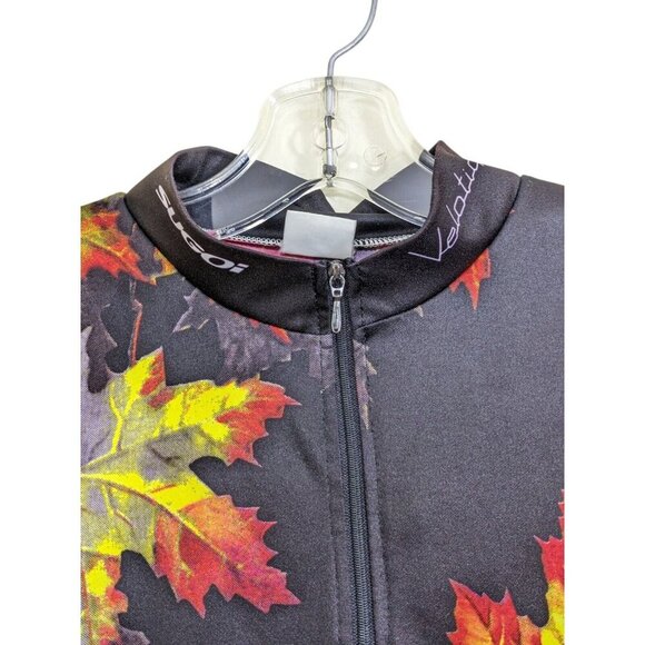 Sugoi Velotique Canada Cycling Jersey Adult Med Black All Over Maple Leaf Print - Picture 3 of 6